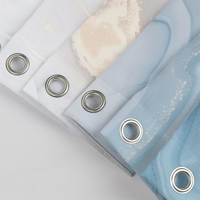 Renaiss Blue Ombre Marble Shower Curtain Modern Large Waterproof Fabric Gold Gilt Design Bathroom Shower Curtain Abstract Bath Accessories Set Hooks Hotel Home Luxury Decor Washable 72" W x 78" L