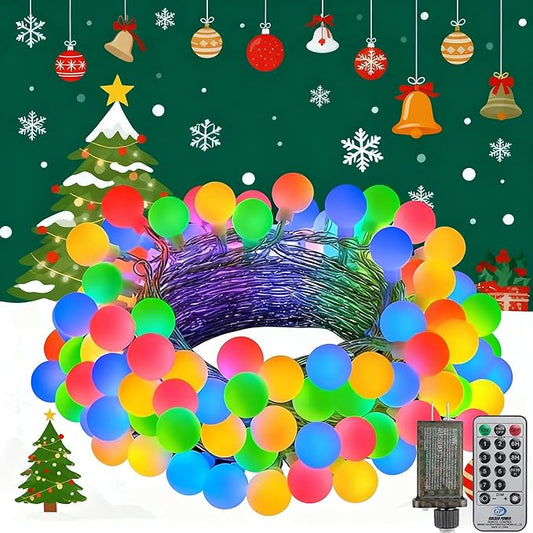 33 Feet 100 Led Fairy Lights Plug in, 8 Modes with Remote Indoor Globe Lights Outdoor Christmas Lights for Bedroom Party Wedding Garden Christmas Tree Decor(Multicolor)