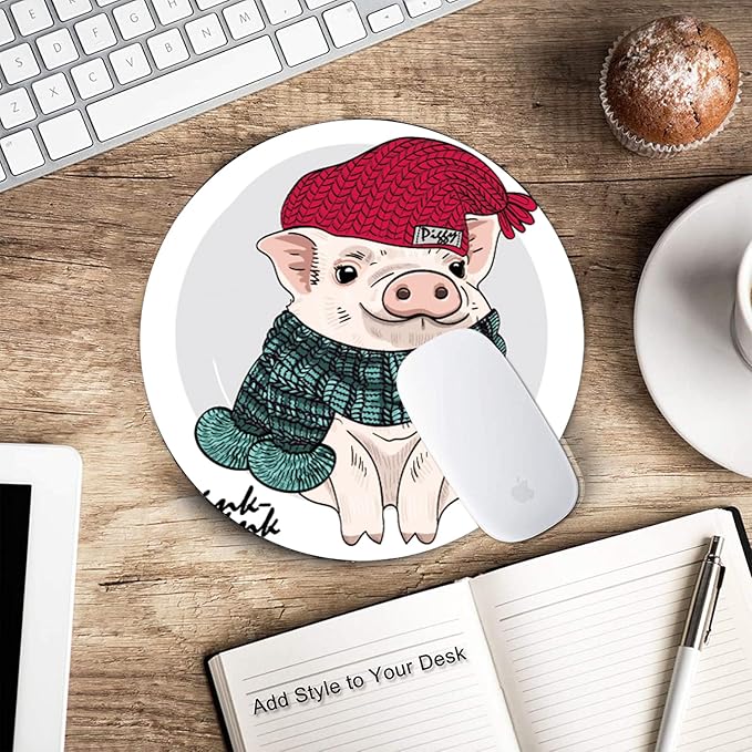 Cute Pig Round Mouse pad Customized Mousepad Non-Slip Rubber Base Mouse Pads for Computers Laptop Office Desk Accessories Mouse pad