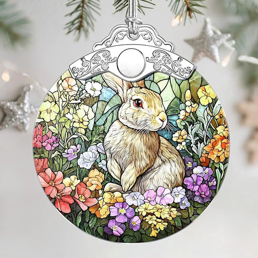 Christmas Ornaments: Stained Glass Ornament, Christmas Tree Ornament, Hanging Ornaments for Home Decor & Xmas Tree Decorations – Exquisite Holiday Decor, Gifts & Holiday Present - Rabbit