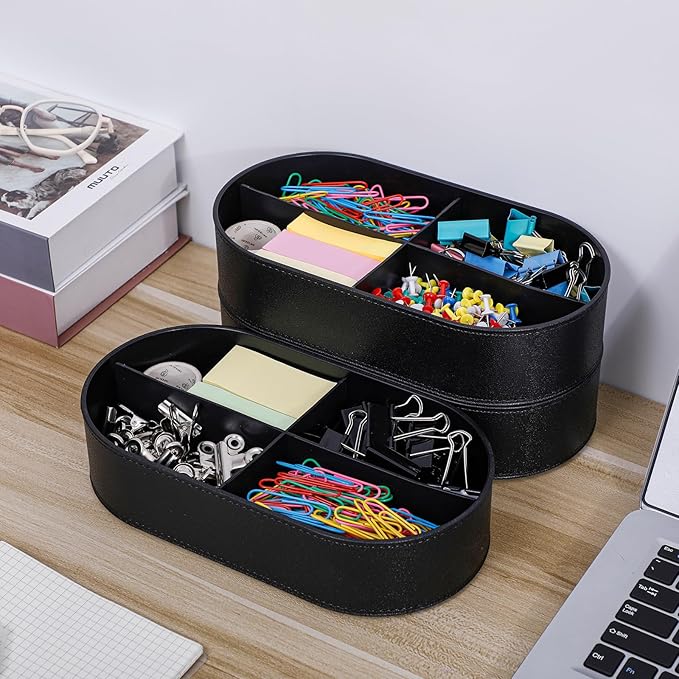 Yesesion Large Cord Storage Organizer with Lid, Plastic Cable Box with 20pcs Wire Ties for Desk Drawer, Home Office Supplies, Electronics, Clips, Clamps, Pens, Phone Chargers, Art Craft (Black)
