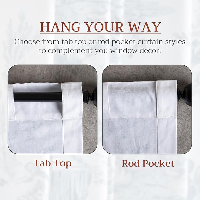 Maison d' Hermine Curtains for Living Room 100% Cotton 108 inch Length One Panel Light Filtering Curtains for Bedroom Windows with Rod and Loop Pockets Drapes (Neo Ipomee White, 50" W x 108" L)