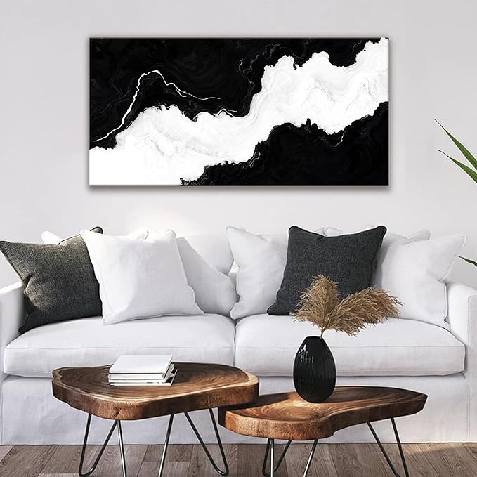Abstract Wall Art Ready To Hang Canvas Art Wall Decor Print Modern Paintings Black And White Wall Art Prints Canvas Painting Picture For Bedroom Bathroom Office Decoration 20" X 40"