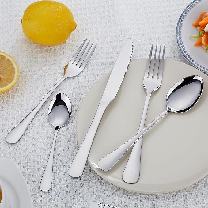 36 Piece Fork Spoon Knife Set, Food-Grade Stainless Steel Silverware Set for 12(Includes 12 Knives, 12 Forks, 12 Spoons),Mirror Polished And Dishwasher Safe