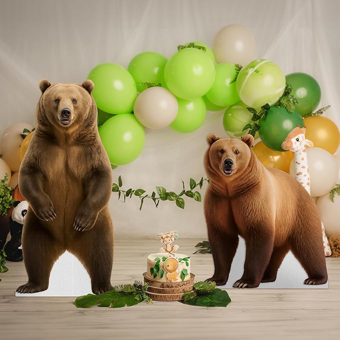 Bear - Standing Life Size Freestanding Coroplast Cutouts Standee - 4FT | Safari Animal Standup Photo Booths, Jungle Party, Birthday & Halloween Decorations