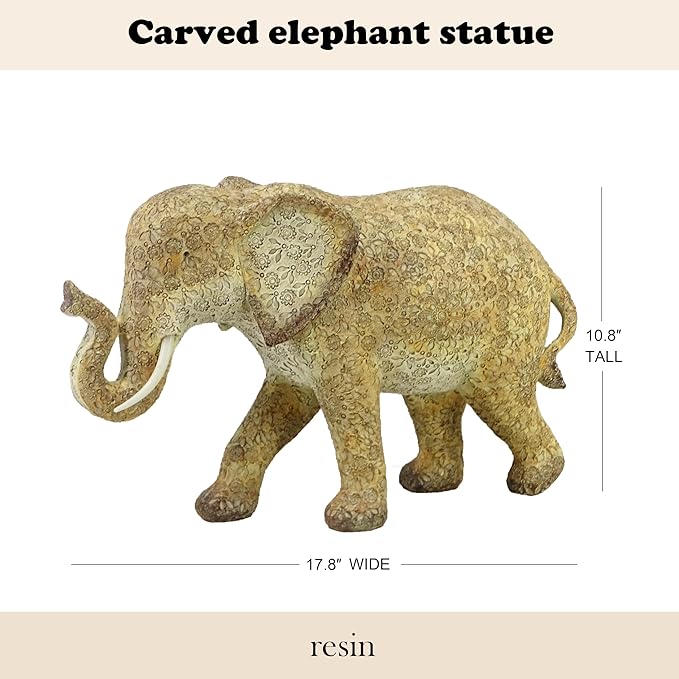 17-inch Resin Elephant Statue - Classic Decorative Sculpture for Home Decor, Living Room & Bookshelf Ornament