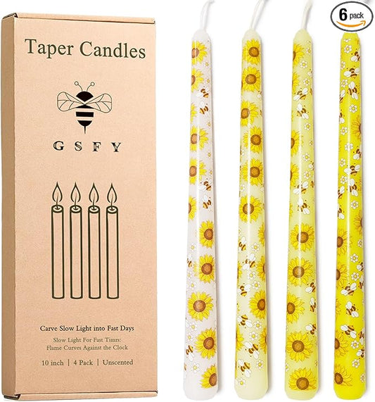 10 Inch Bee Taper Candles Long Tapered Candlesticks for Baby Shower Bee Themed Party Supplies What Will It Bee Gender Reveal Decorations