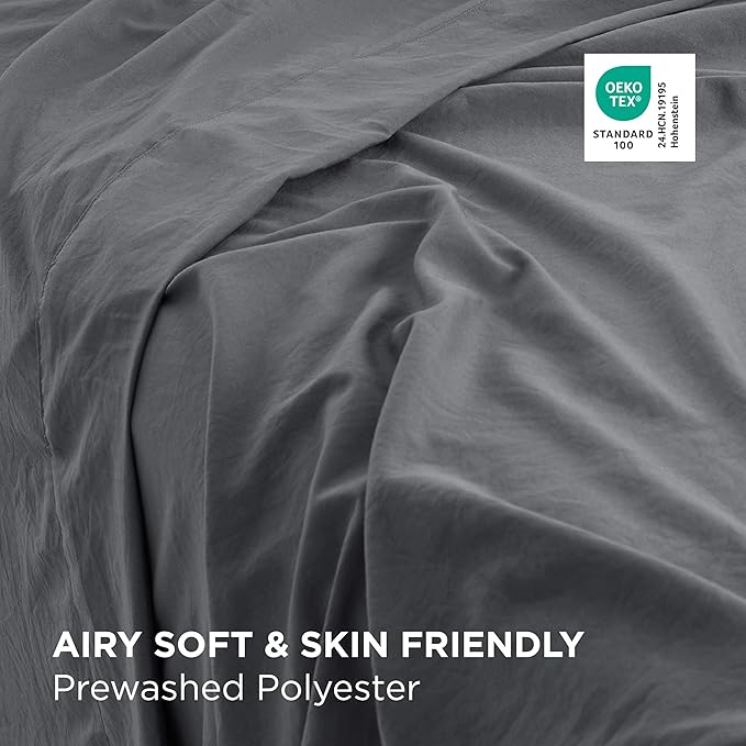 Bedsure Deep Pocket King Sheet Set - 6 Piece, Prewashed Ultra-Soft King Size Sheets Set, Fits Mattresses Up to 18 Inches Thick, Breathable & Secure Fit, Hotel Luxury Bedding, Grey