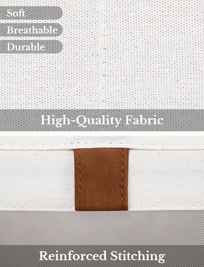 StorageWorks Closet Storage Bins, Storage Baskets with Clear Window and Handles, Foldable Fabric Organizer for Clothes, Shelves, Beige, 3 Pack