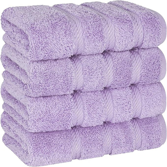 American Soft Linen Luxury Hand Towels for Bathroom, 600 GSM 100% Cotton Turkish 4 Piece Hand Towel Set, 600 GSM Hand Face Towels for Kitchen, Lilac Hand Towels