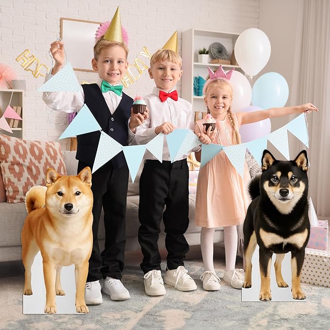 Dog - Shiba Inu Black & Tan Life Size Standee - 2FT Freestanding Coroplast Cutouts | Pets Animal Standup Photo Booths, Birthday & Halloween Decorations