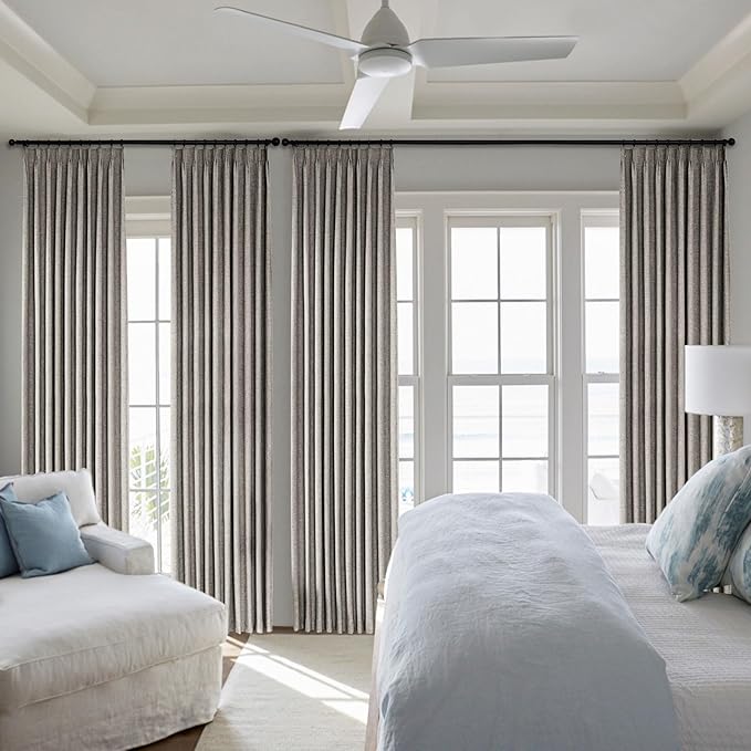 Macochico Blackout Curtains for Bedroom Pinch Pleated Linen Curtains Thermal Insulated White Blackout Window Treatments for Living Room Farmhouse Nursery Retro Grey with Tieback 52" Wx72 L 1 Panel