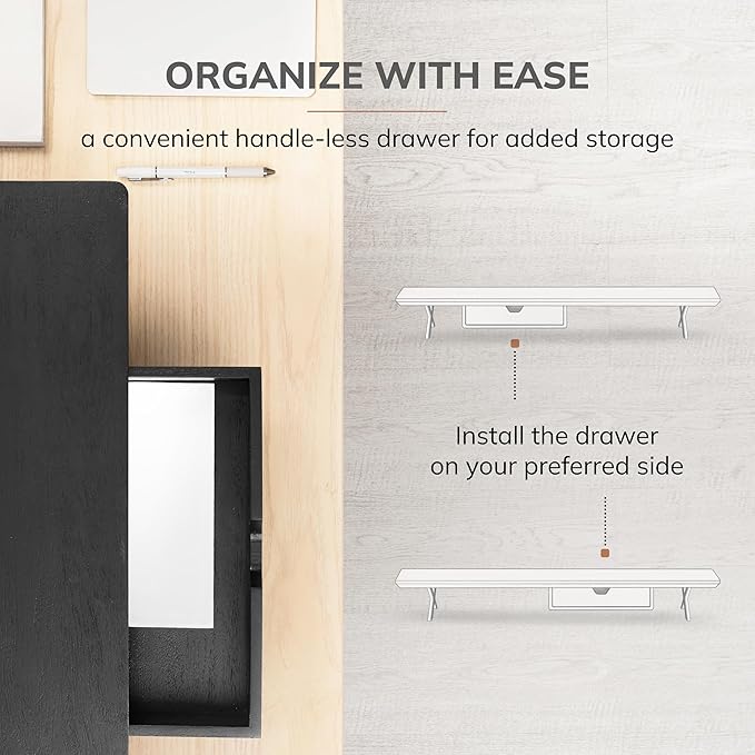 Anji Mountain Monitor Stand - Desktop Organizer & Laptop Riser, Ergonomic Monitor Riser, Space-Saving Monitor Stand for Desk, Durable Construction, Easy Assembly, Ideal for Home & Office,Black