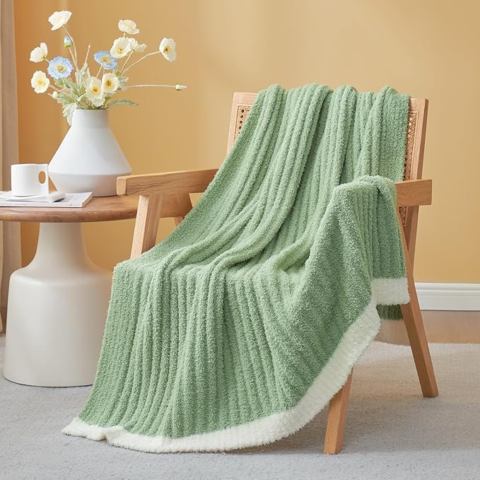 Snuggle Sac Queen Size Blanket for Bed, Soft Luxurious Bedding Blankets, Large Fuzzy Plush Microfiber Blankets, Sage Green, 90x90 inches