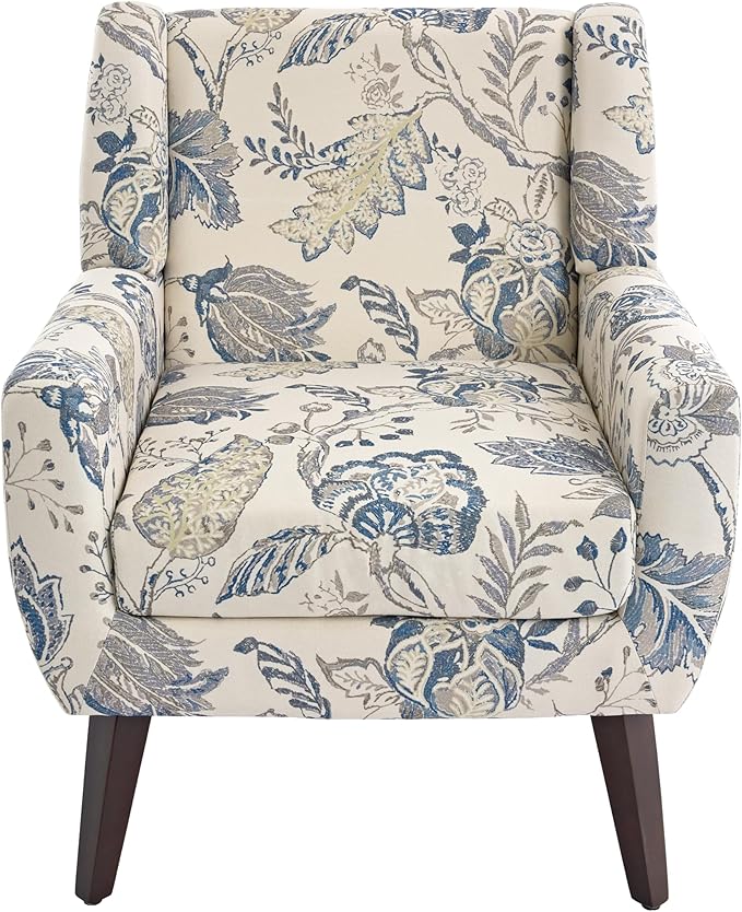 UIXE Floral Accent Chair, Modern Upholstered Armchair in Fabric for Living Room, Comfy Club Arm Chairs Single Sofa Button Tufted Bedroom Reading Seat - Pattern Leaf, Set of 1