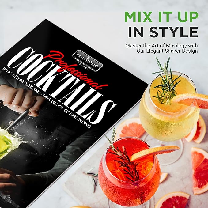 NutriChef 3 Piece Bartender Set | Professional Margarita Mixer & Cocktail Shaker Set Includes Cocktail Shaker, Jigger & Bar Spoon | Bartender Martini Mixology Barware | Perfect for Homes & Bars