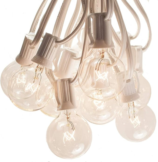 Hometown Evolution, Inc. 25 Foot Globe String Lights (G40 Clear - White Wire - 1.6 Inch 5 Watt Bulbs)