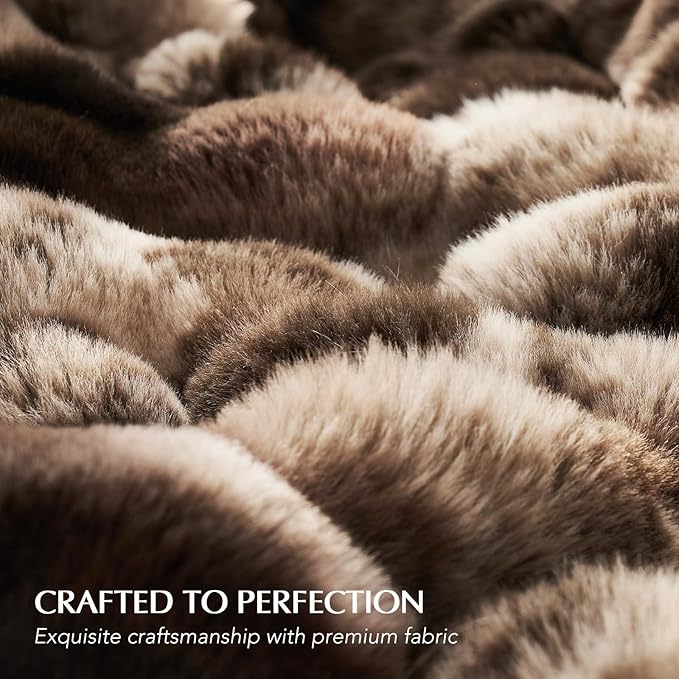 EverGrace Ultra Soft Luxury Fluffy Faux Rabbit Fur Throw Blanket, Thick Warm Bubble Throw for Bed, Cozy Plush Reversible Blankets for Couch, Chair, Sofa, Mocha Brown, 50x60 Inches