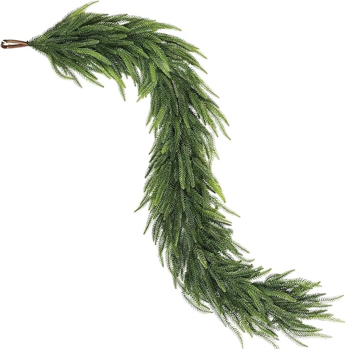 Christmas Norfolk Pine Garlands - 6ft Artificial Garland Faux Green Fake Pine Needles Garland for Fireplace,Table,Window,Stairs,Mante,Holiday Indoor Outdoor Xmas Decor(1PCS)