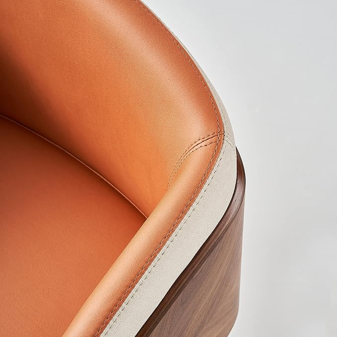 ARTPLAN Dinning Room Chairs Set of 2,Fabric Upholstered Accent Chairs for Living Room Arm Chairs for Home Indoor Furniture,Dark Orange