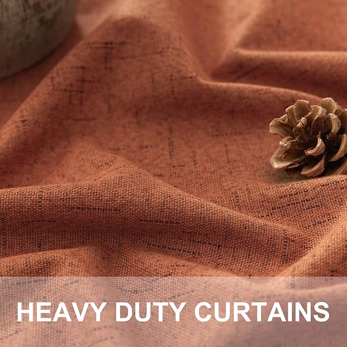 Rust Blackout Curtains for Living Room 102 Inch Length 2 Panels Set Linen Textured Thermal Terracotta Black Out Window Drapes for Bedroom Patio Sliding Glass Door Vertical Blinds Home Office 102 Long