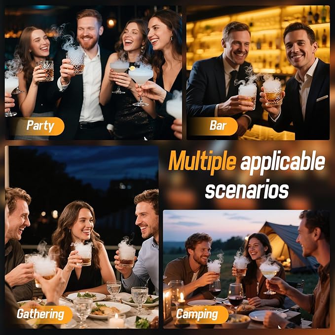 Electric Whiskey Smoker Kit – Old Fashioned Drink Smoker Kit with Heating Rod, Aluminum Alloy Body & 6 Wood Chips – USB Rechargeable, No Butane – Gift for Whiskey, Cocktail,Bourbon, Coffee& BBQ Lovers