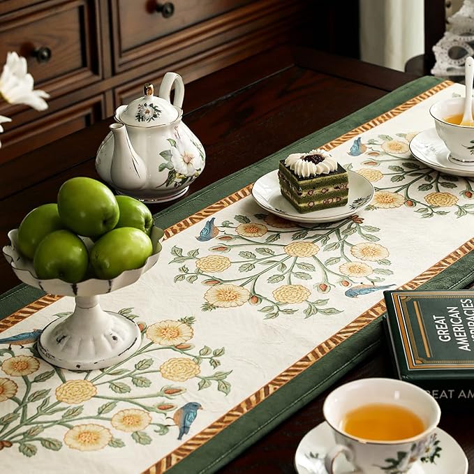 patdrea Velvet French Table Runner Farmhouse for Home Kitchen Dining Decor Parties Family Dinners Wedding 12"*63"