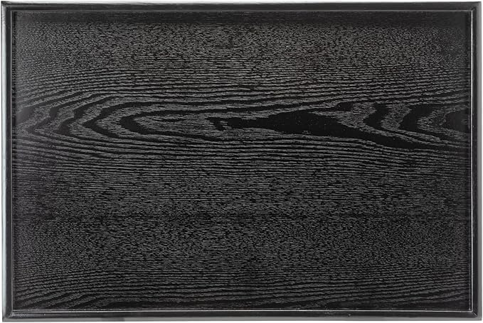 17.7 x 13 Inches Extra Large Solid Wood Serving Tray for Tea Coffee Table Snack Food Meals Serving Plate Kitchen Party Bar Breakfast Server with Raised Edges Black Wooden Decorative Ottoman Tray