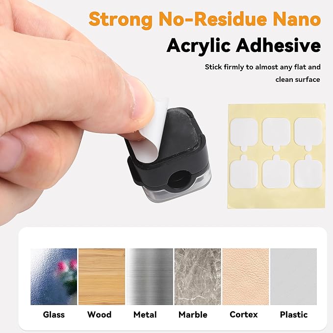 6 Pcs Cable Management Clips for Home Office Desk Cord Keeper Organizer Accessories Charger USB Wire Organizer Cord Holder for Nightstand Automotive (Black)