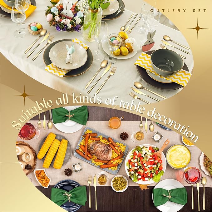 240 Pcs Gold Silverware Set for 80 - Stainless Steel Flatware Cutlery Set Include Forks, Knives & Spoons for Wedding Parties, Kitchen, Restaurant - Dishwasher Safe