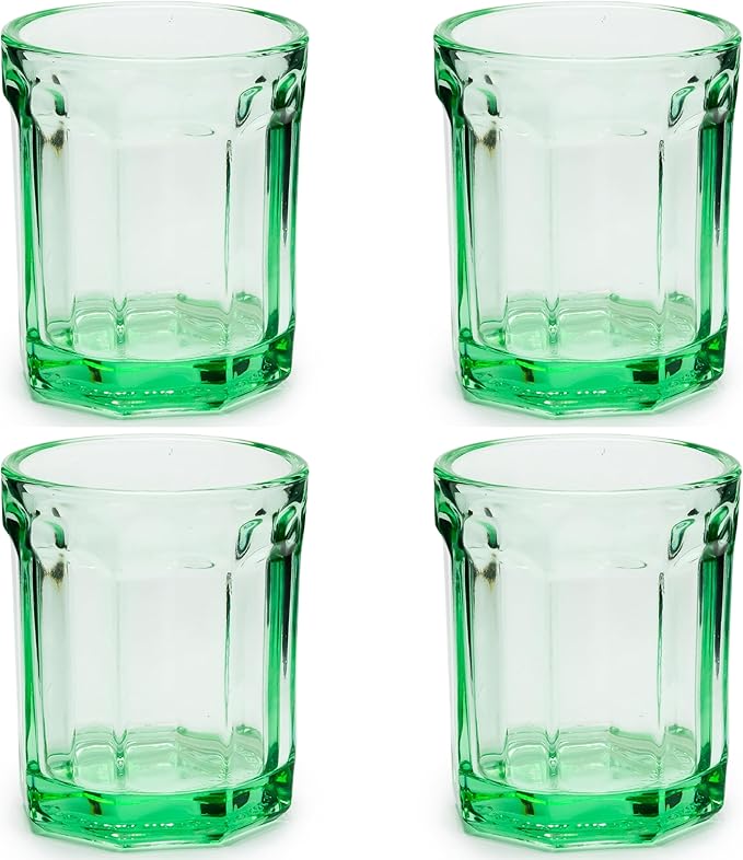 Serax Drinking Glasses Set of 4 | Fish & Fish glassware by Paola Navone | 7.44 FL oz Clear Green Water Glass Cups without Lids | Home Essentials, Kitchen Set | Drinks, Juice, Coffee