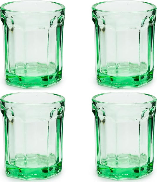 Serax Drinking Glasses Set of 4 | Fish & Fish glassware by Paola Navone | 7.44 FL oz Clear Green Water Glass Cups without Lids | Home Essentials, Kitchen Set | Drinks, Juice, Coffee