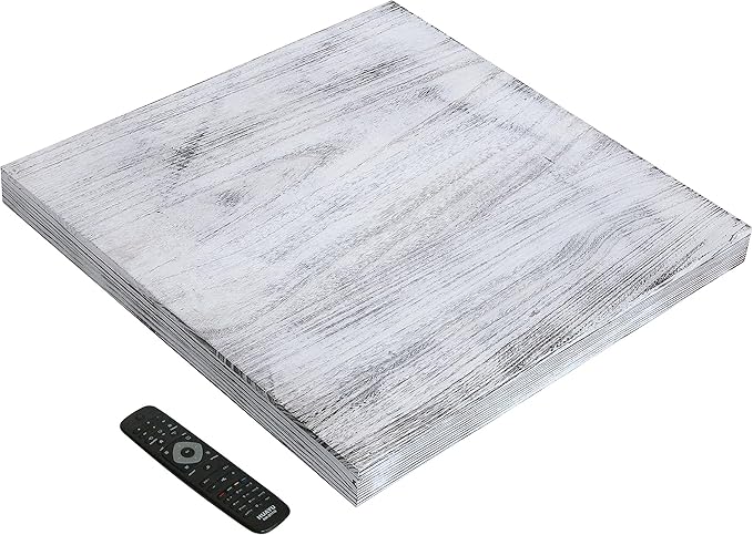 Extra Large Square Ottoman Table Tray 24" - Rustic Wooden Serving Tray for Farmhouse Decorative Oversized Coffee Table Trays Living Room Kitchen Counter Breakfast Whitewash