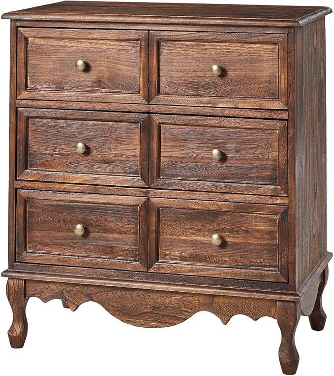 HULALA HOME 3-Drawer Nightstand with Charging Station, Drawer Organizer with Wood Legs, Farmhouse Solid Wood Nightstand(Walnut)