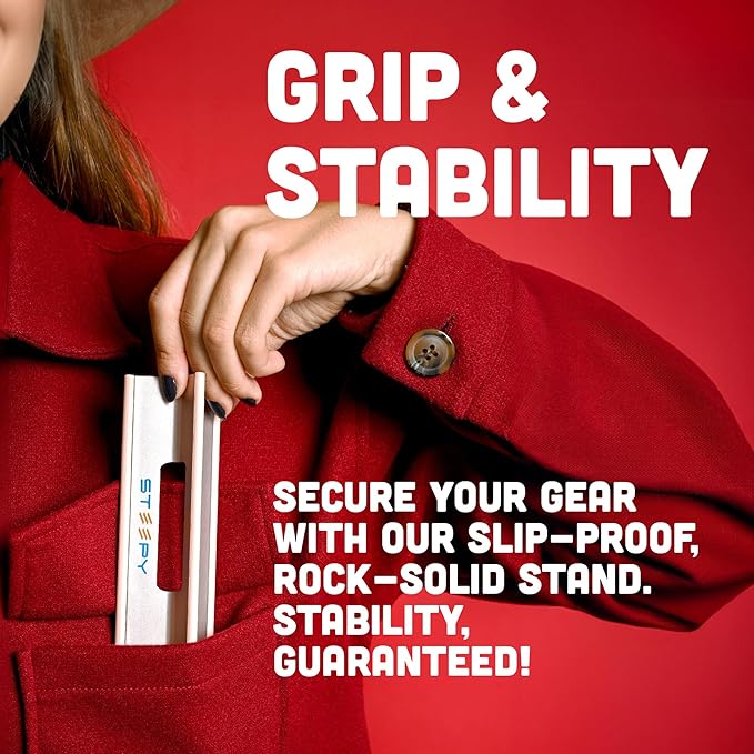 Steepy Portable Laptop Stand for Desk – Adjustable Height, & Portable Laptop Holder – Ergonomic Computer Stand for Cooling & Comfort – Slip-Proof, Sturdy Design – Universal Fit for 13-17 Inch Devices