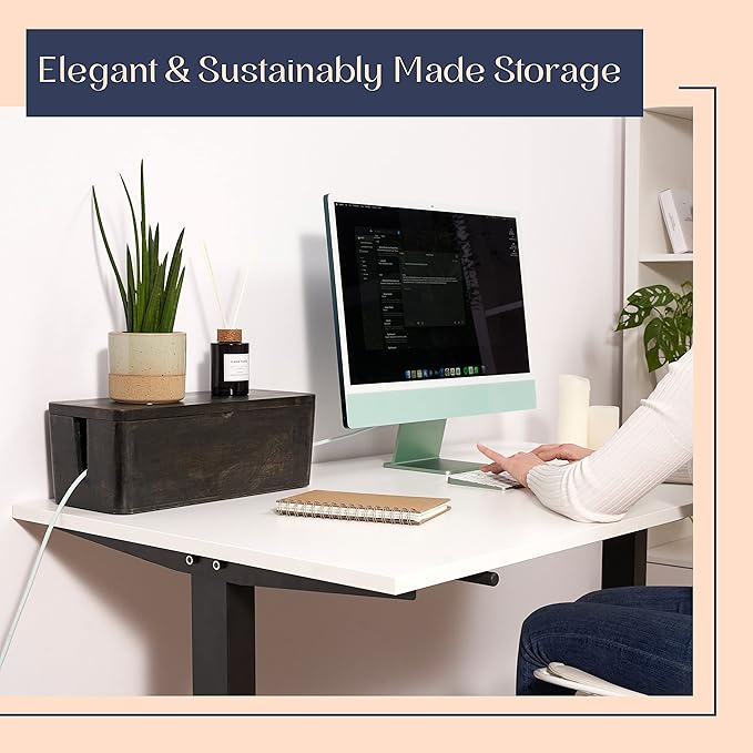 Large Cable Management Box - Cable Organizer Box and Power Strip Box for Electrical Cord Management - Hide Desk Cord and Floor Cables - Wire Storage and Organization for Cords