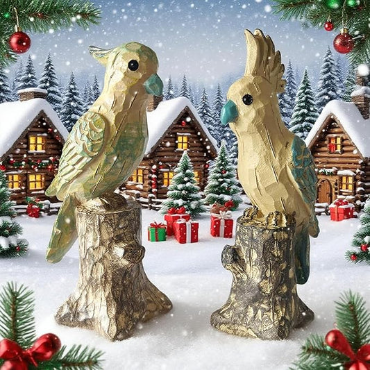 Snow Village National Lampoon's Christmas Small Animal Statues, Parrot Bird Figurines is Modern Home Decorative, Resin Decor for Office Desktop, Bookshelf, Bedroom, Living Room, Cabinets (Colourful)