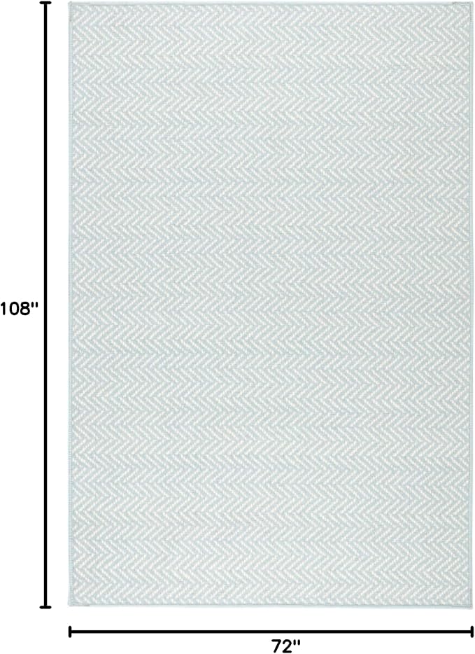 Dash and Albert Herringbone Machine Washable Area Rug - 6' x 9' Swedish Blue - Geometric Accent Rug - Anti-Slip Backing, Lightweight, Machine Washable, High Traffic Areas Kitchen, Mudroom, Entryway