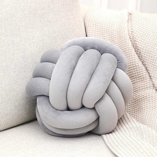 Petrella Knot Pillow Ball Round Throw Pillows Home Decor Cushion Decorative Aesthetic Throw Pillows，Light Gray 13inch