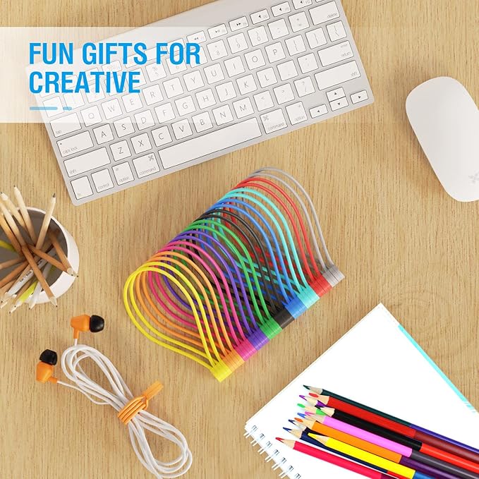 Magnetic Cable Ties Silicone 9 Inch Reusable Magnetic Twist Ties for Cord Cable Organizer and Bundling, Can Be Use in Home Office School Outdoor (6 Colors-12 Pack)