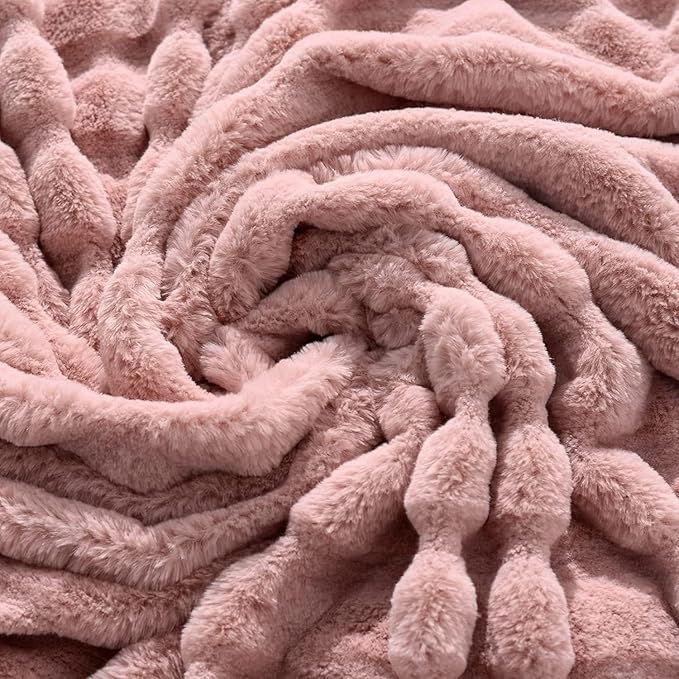 NEXHOME PRO Faux Fur Throw Blanket Pink, Luxury Soft Decorative Cozy Plush Long Shaggy Fluffy Blanket for Sofa Couch Bed Living Room, Reversible Puffy Thick Warm Blanket for Winter, 60"X80"