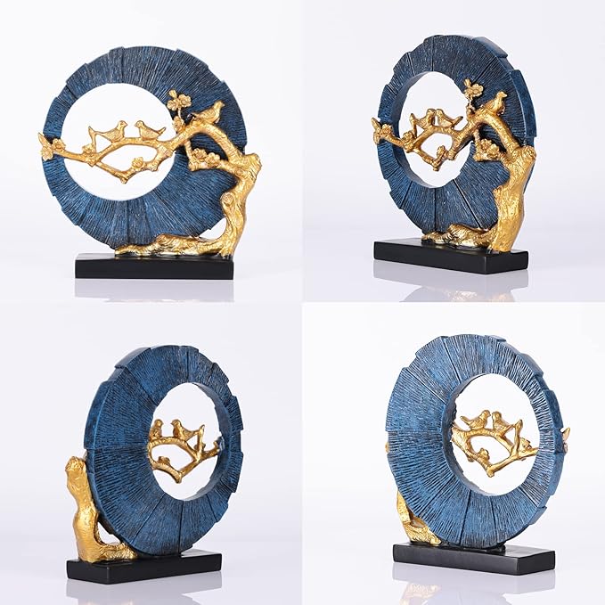 Gold Bird Statue Decor, Gold and Blue Home Decor, Bird Sculpture Home Decor for Bookshelf Office Shelf On Shelf Coffee Table TV Cabinet Entryway Entryway Decor.