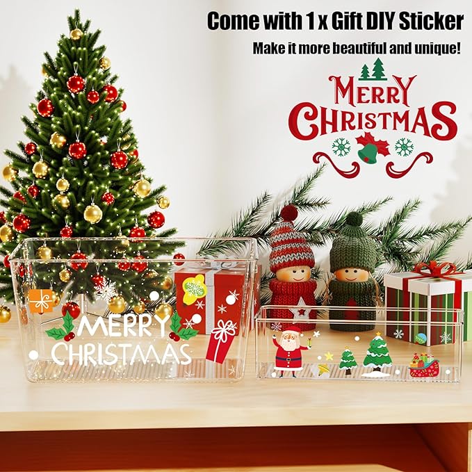 Set of 8 Clear Plastic Storage Bins, 4 Large +4 Small Pantry Organizers and Storage Containers for Kitchen, Garage, Freezer& Bathroom - Office Supplies Storage Bin for Drawer, Desk and Shelf