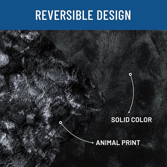 Everlasting Comfort Soft & Comfortable Black Faux Fur Throw Blanket for Couch - (50"x65") Minky & Fluffy Fall Blankets & Throws, Plush Fuzzy Cover for Bed, Sofa & Living Room - Cozy Home Decor