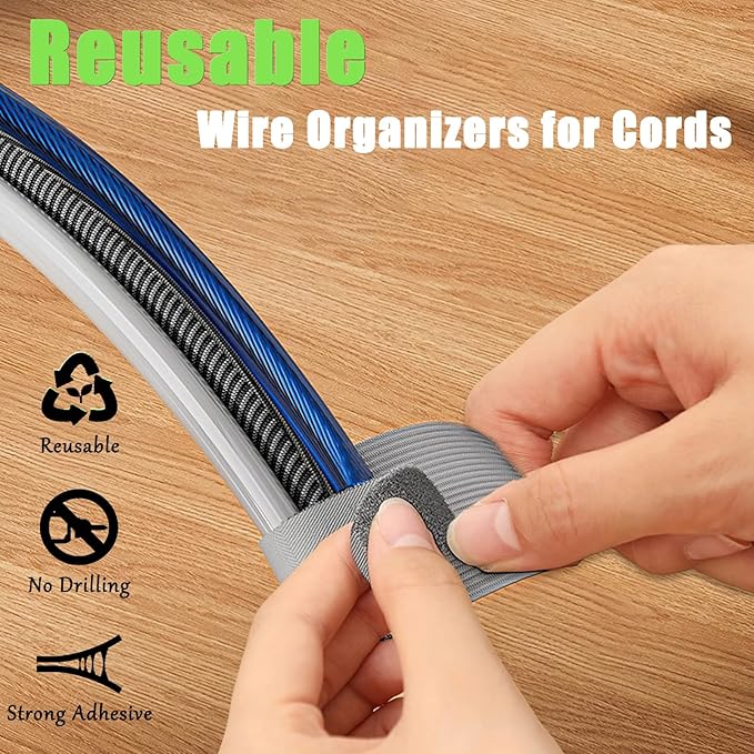 80PCS Hook and Loop Cable Straps, Cable Management Under Desk, Self Adhesive Cable Ties, Reusable Wire Organizers for Cords, Adjustable Cord Organizers for Desk, Home Office Essentials, White