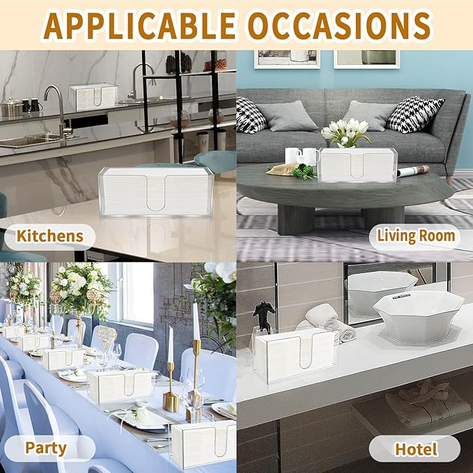 4Pack Acrylic Countertop Paper Towel Holder, Paper Towel Dispenser Countertop/Acrylic Napkin Holder(5mm Acrylic) C-fold or MultiFold Trifold Paper Towels for Bathroom, Kitchen,Restaurant (4)