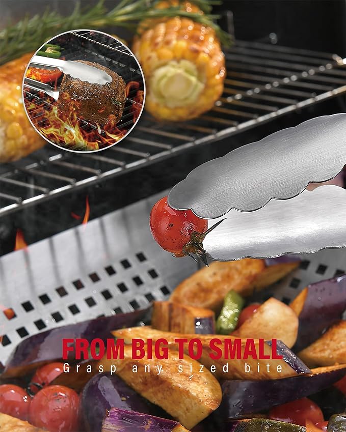 Stainless Steel BBQ Tool Set with Veined-Dyed Wooden Handles | Heavy Duty Grilling Accessories | 3-Piece Outdoor Barbecue Grill Utensil Set with Spatula, Fork, and Tongs - Ideal Gift for Men…