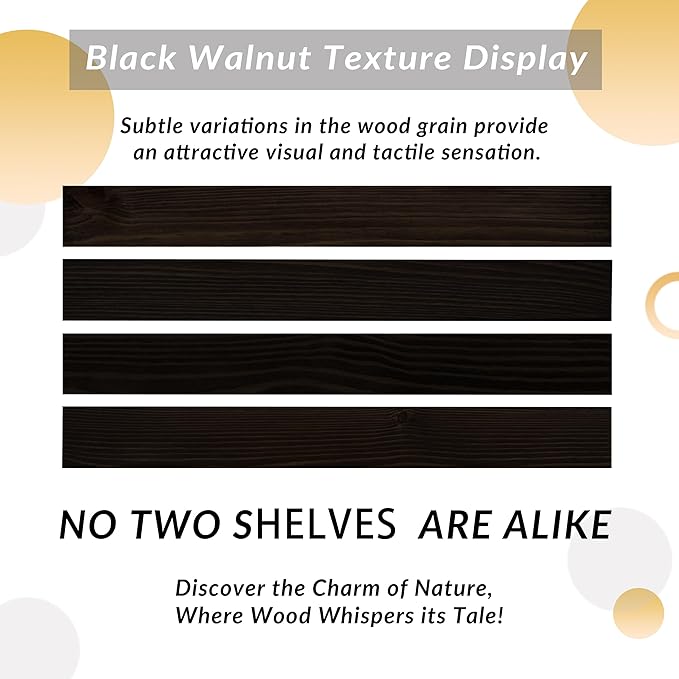 Rusitc Floating Shelves 48 inch Long 8 "deep Set of 2, Heavy Duty Wood Wall Mounted Shelves for Bathroom Living Room Kitchen,Book Shelves with Thickened Hidden Bracket-Black