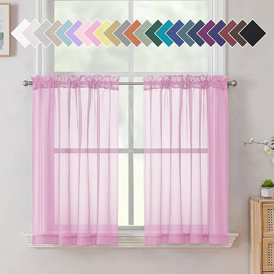 Aiyufeng Pink Short Curtains Sheer Bathroom
