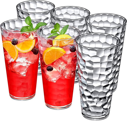 Amazing Abby - Iceberg - 30-Ounce Plastic Tumblers (Set of 6), Plastic Drinking Glasses, All-Clear Reusable Plastic Cups, Stackable, BPA-Free, Shatter-Proof, Dishwasher-Safe